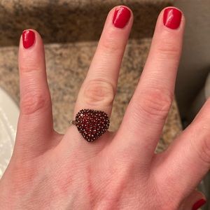 925 Garnet heart ring size 7